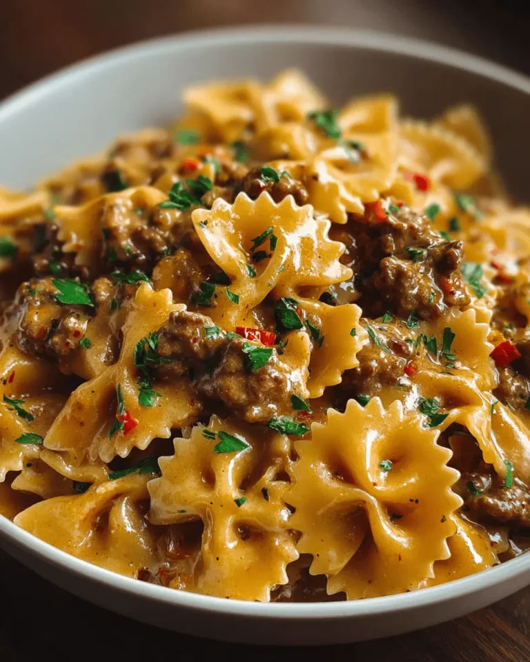 Creamy Velveeta Beef Pasta with Bowtie Noodles