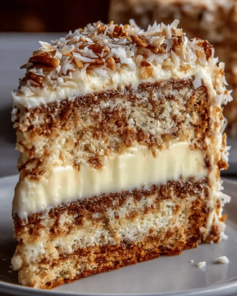 White German Chocolate Cake with a Cheesecake Center