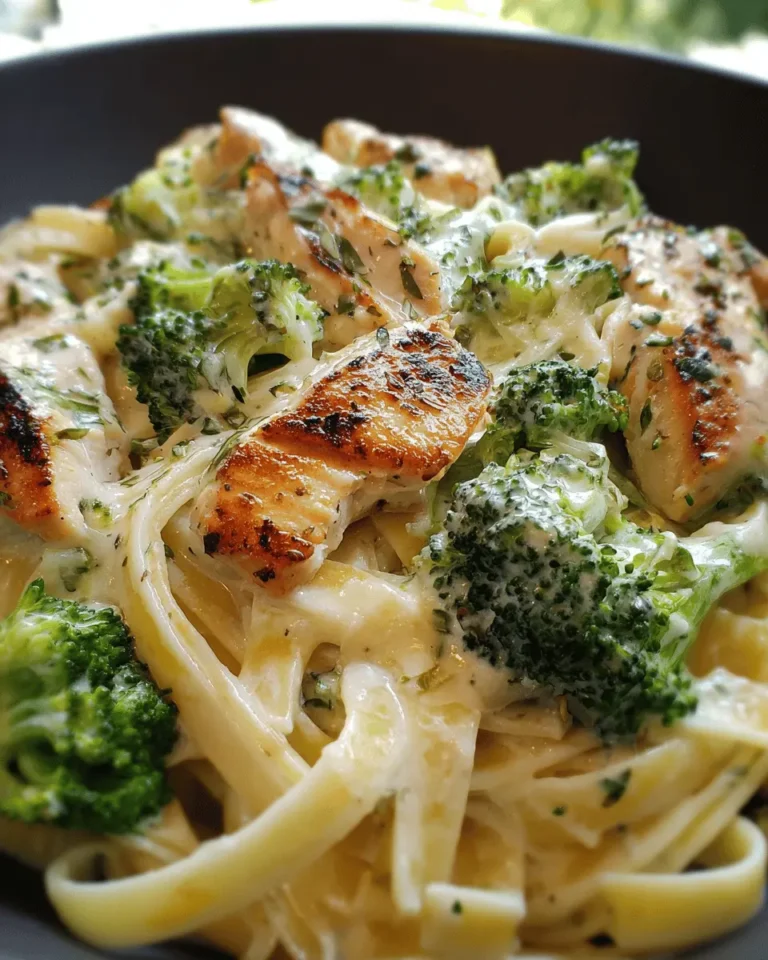 Creamy Garlic Chicken Alfredo with Broccoli & Fettuccine