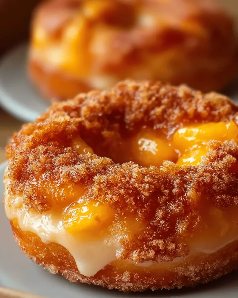 Classic Peach Cobbler Cheesecake Donuts