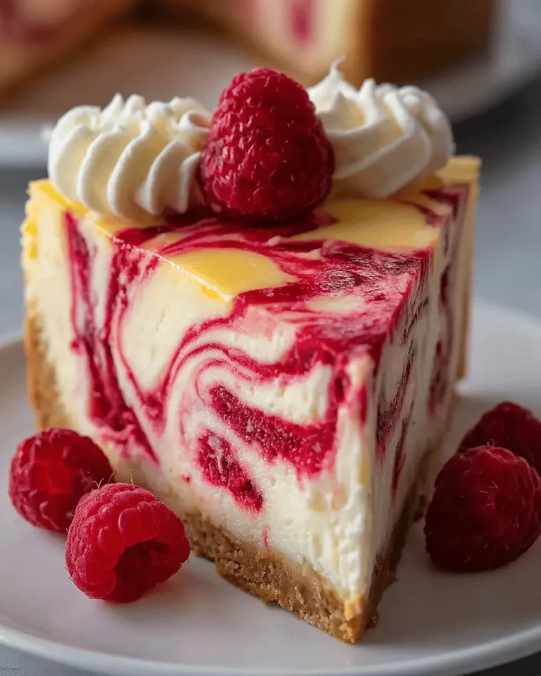 Luscious Lemon Raspberry Swirl Cheesecake