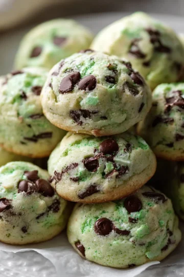 Mint Chocolate Chip Snowball Cookies
