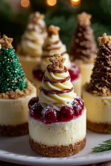 Christmas Tree Mini Cheesecakes