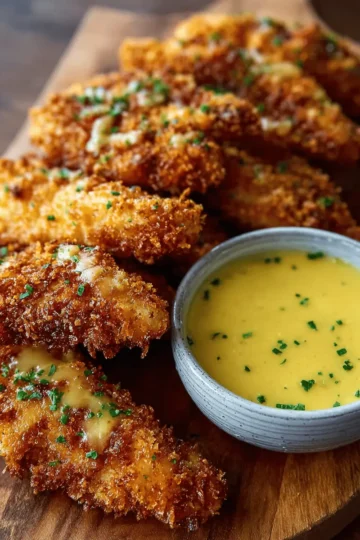 Oven‑Fried Chicken Strips with Creamy Honey Mustard Sauce