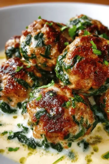 Ricotta Spinach Meatballs with Garlic Parmesan Cream