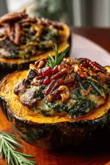 Mushroom & Spinach Stuffed Acorn Squash
