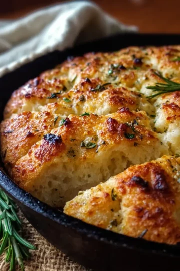 Rustic Garlic Rosemary Skillet Bread
