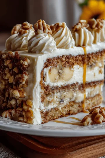 Heavenly Banana Walnut Cream Cake