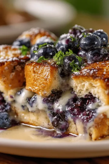 Blueberry Croissant French Toast Bake