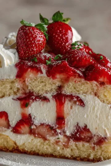 Strawberries and Cream Dream Layer Cheesecake Cake