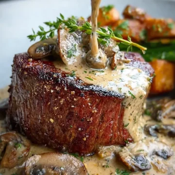 Filet Mignon with Creamy Mushroom Shallot Sauce