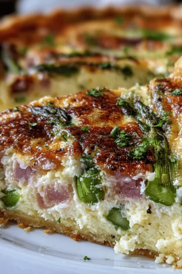 Deep Dish Ham and Asparagus Quiche