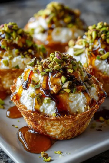 Whipped Feta & Pistachio Cups with Hot Honey Drizzle