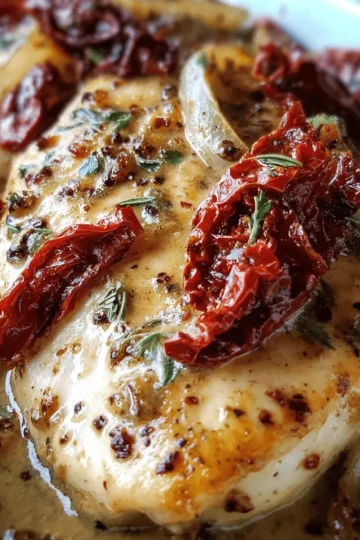 Creamy Balsamic Chicken with Roasted Onions & Sun-Dried Tomatoes