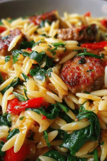 Orzo with Italian Sausage and Spinach