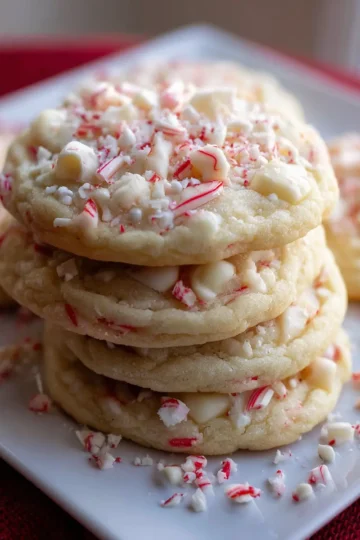 Creamy White Chocolate Peppermint Cookies