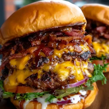 Quadruple Cheese BBQ Bacon Smash Burger
