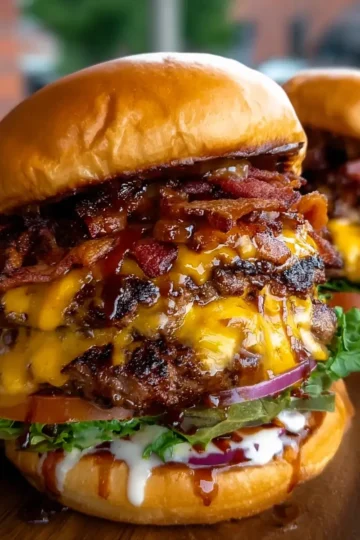 Quadruple Cheese BBQ Bacon Smash Burger