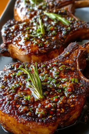 Sticky Honey Garlic Double Bone Beef Chops