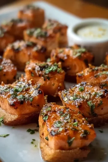 Lemon Garlic Salmon Bites Recipe: