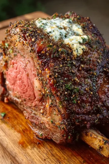 Herb Butter Crusted Smoked Beef Rib Roast