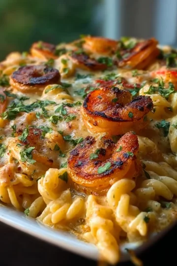 Creamy Cajun Shrimp Pasta Bake