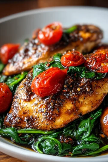 Balsamic Chicken with Spinach and Tomatoes