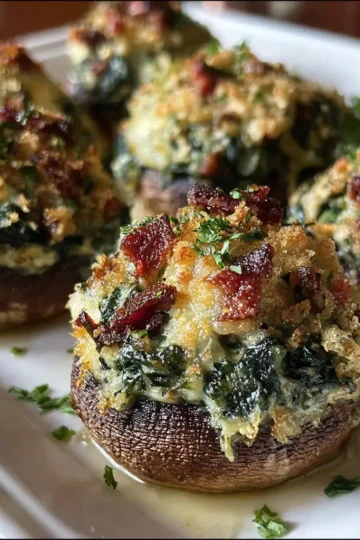 Ruth’s Chris–Style Spinach Rockefeller Stuffed Mushrooms