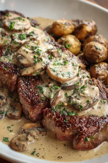 Steak with Creamy Mushroom Sauce