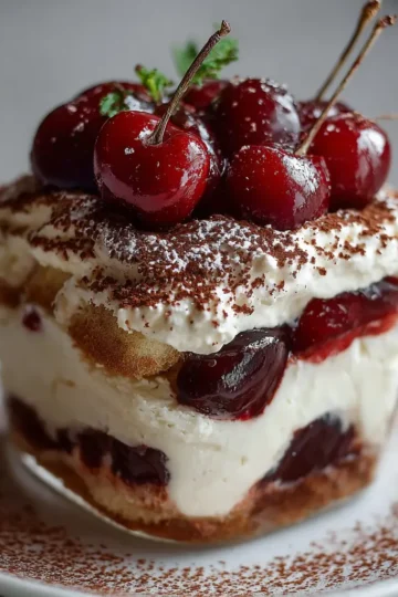 Cherry Tiramisu with Mascarpone Cream