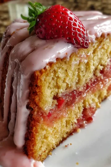 Strawberry Honeybun Cake with Strawberry Cream Cheese Icing