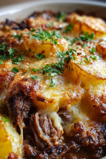 Slow Cooker Beef and Potato Au Gratin