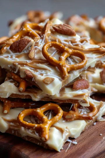White Chocolate Peanut Butter Pretzel Bark