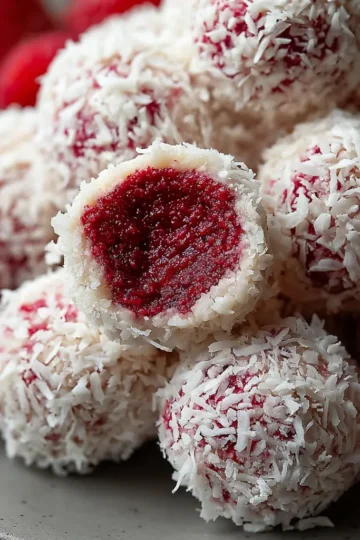 No-Bake Raspberry Coconut Balls