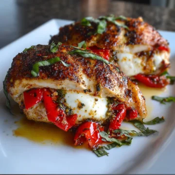Roasted Red Pepper & Mozzarella Stuffed Chicken