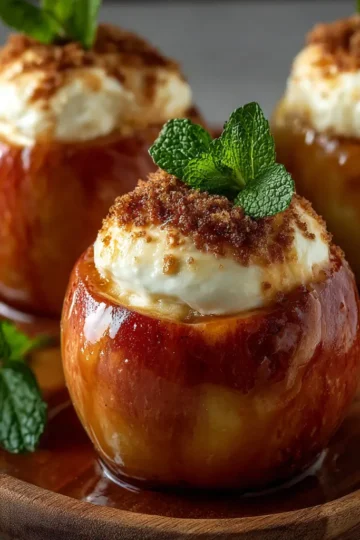 Cheesecake Stuffed Baked Apples Delight