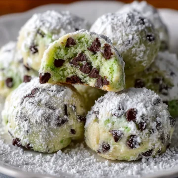 Mint Chocolate Chip Snowball Cookies