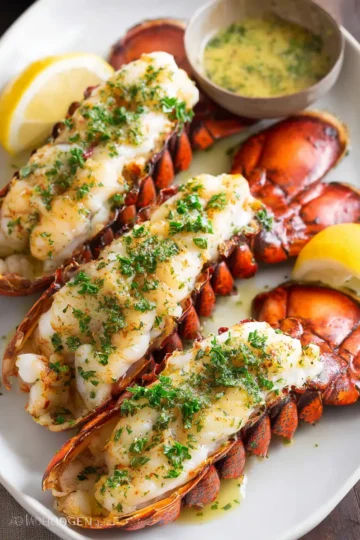 Grilled Lobster Tails with Garlic Lemon Butter Sauce