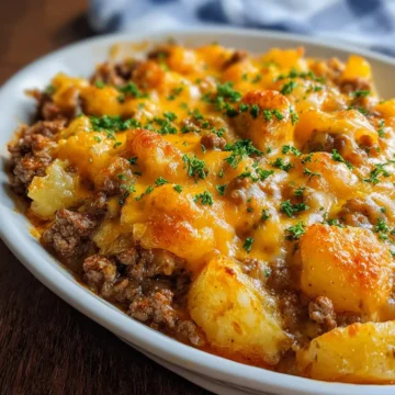 Hobo Casserole with Ground Beef & Cheesy Potatoes