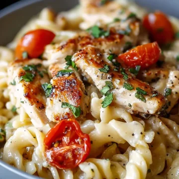 Crockpot Garlic Parmesan Chicken Pasta