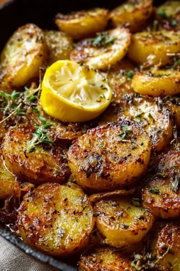 Baked Mustard Lemon Potatoes with Garlic and Oregano