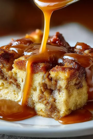 Classic Bread Pudding with Caramel Sauce