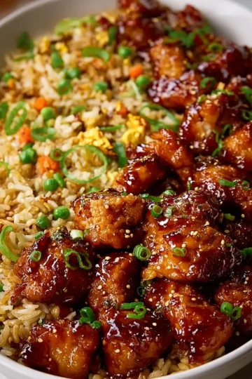 Sticky Bourbon-Style Chicken with Fried Rice