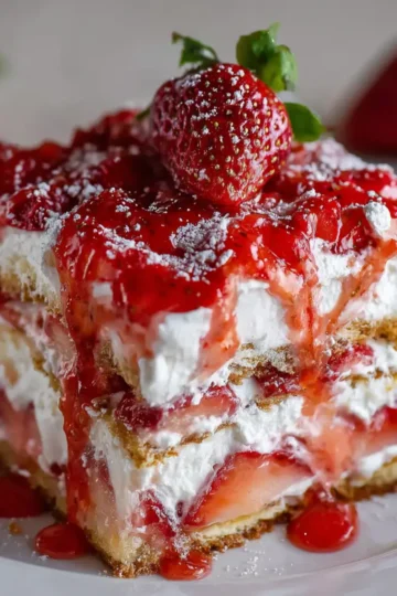 Strawberry Lasagna – No-Bake 4-Layer Dessert