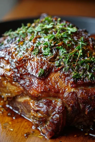 Slow-Roasted Garlic Honey Lamb Shoulder