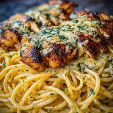 Cheesy Mozzarella Garlic Parmesan Chicken Spaghetti
