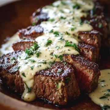 Steak with Creamy Garlic Sauce