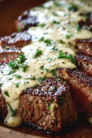 Steak with Creamy Garlic Sauce