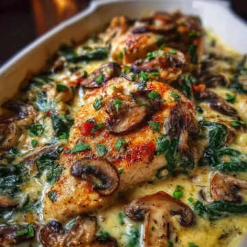Chicken, Spinach, and Mushroom Bake