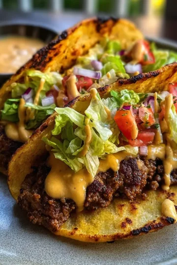 Sourdough Smash Burger Tacos with Sharp Cheddar
